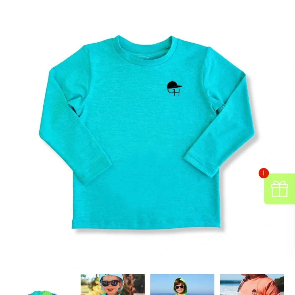 George Turquoise Long Sleeve Rashguard Swim Top - Picture 7 of 8